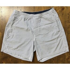 Birddogs Mens Large Classic Boom Boomstick Shorts Navy Blue White Striped Lined